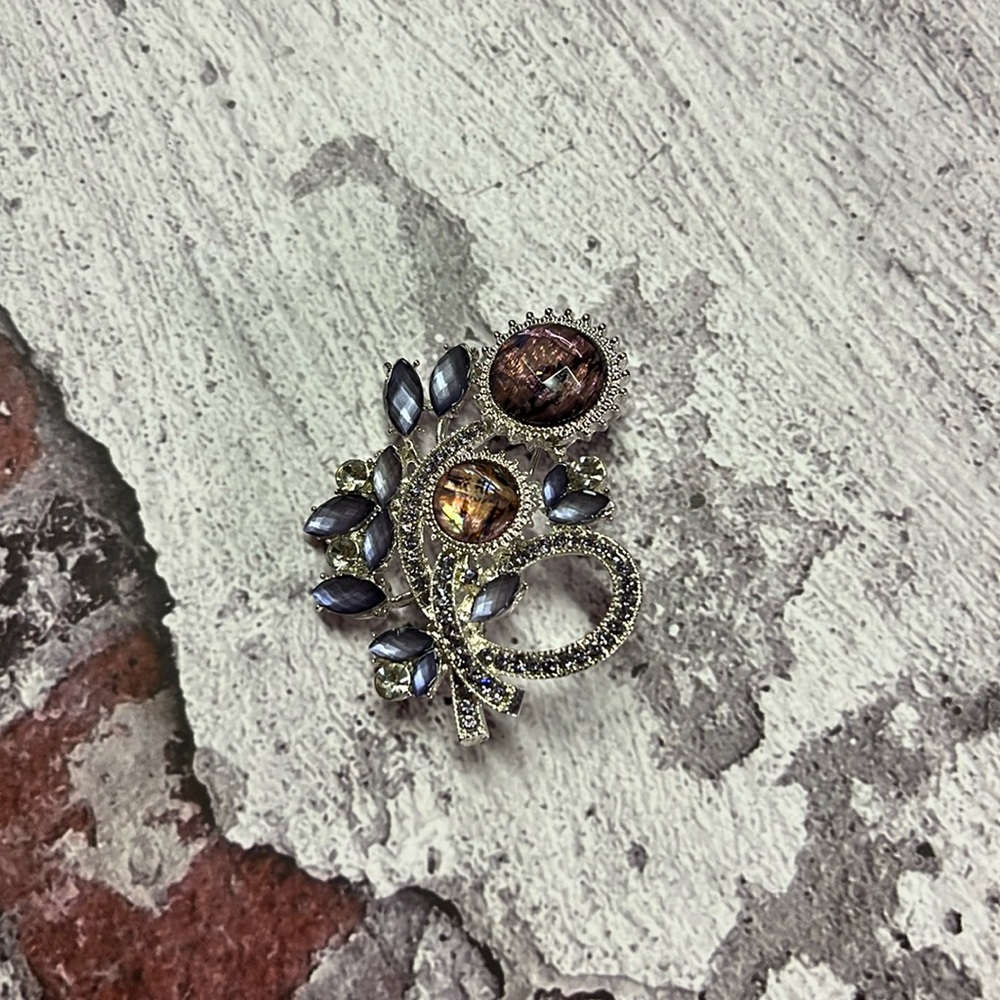 Napier Silver & Purple Gemstone Abstract Floral Brooch